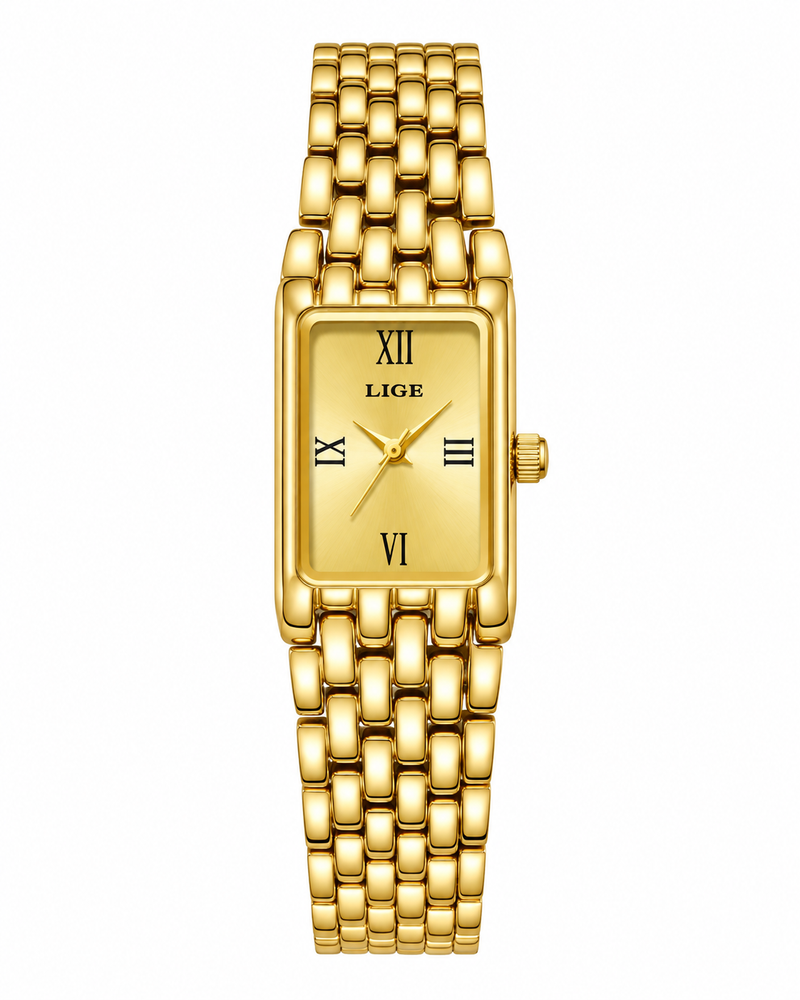 Women's Gold Rectangular Watch