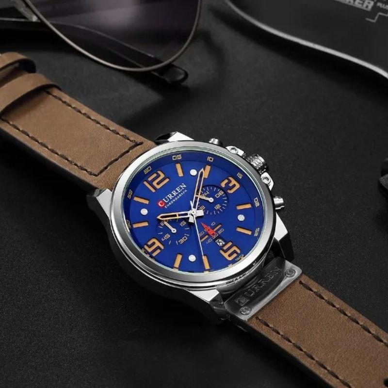 Men's Leather Chronograph Watch