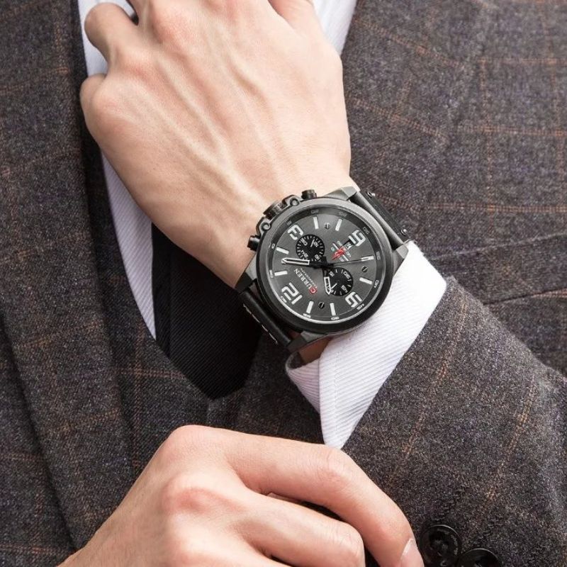 Men's Leather Chronograph Watch