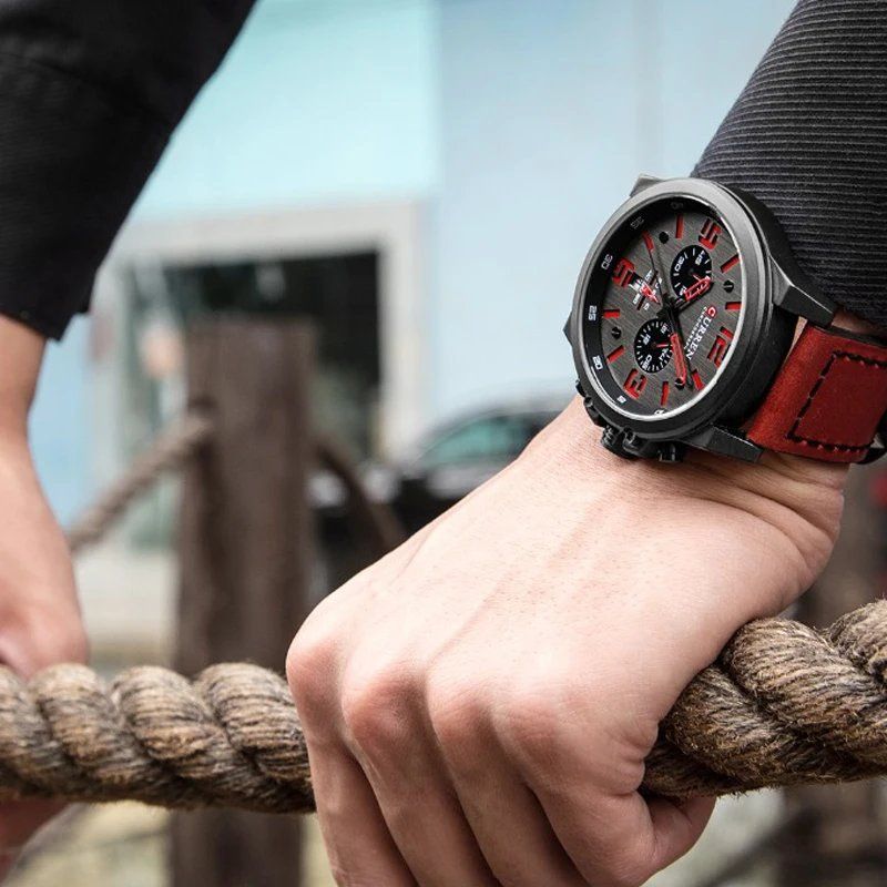 Men's Leather Chronograph Watch