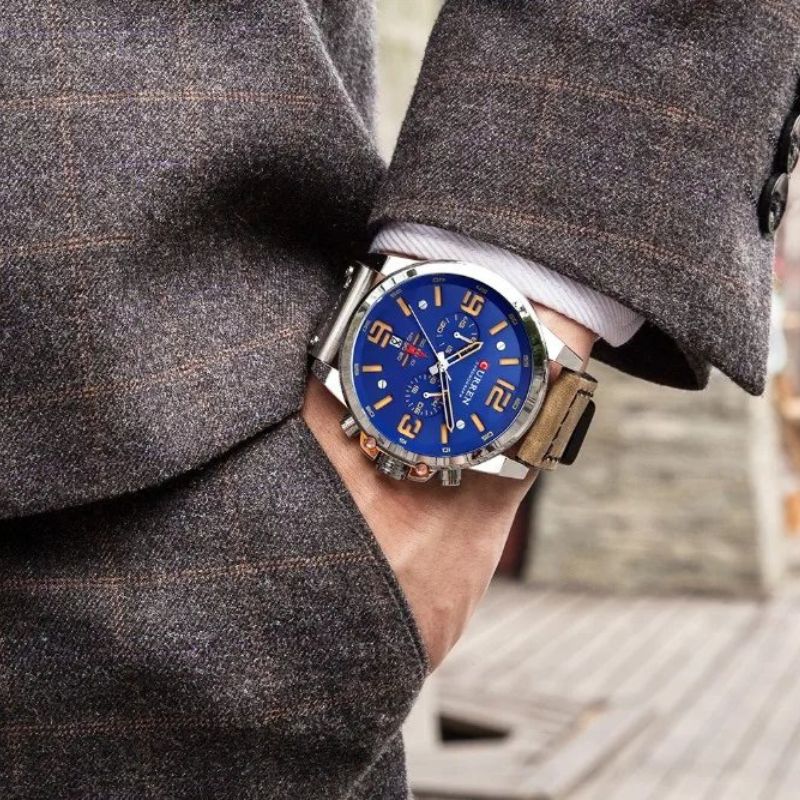 Men's Leather Chronograph Watch