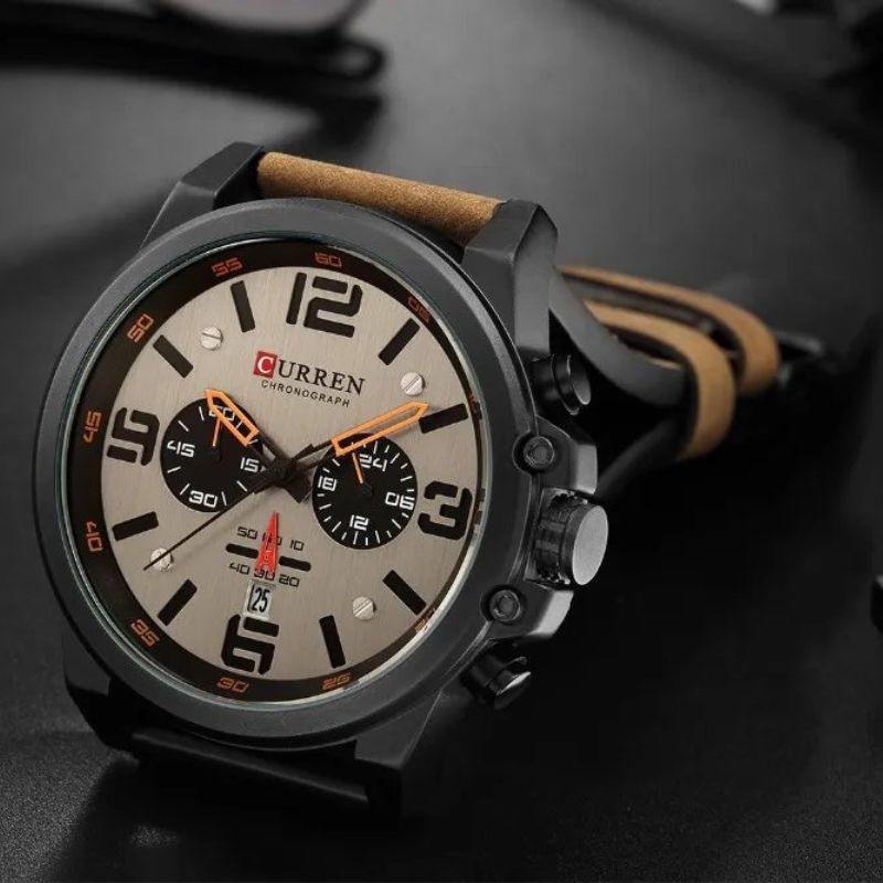 Men's Leather Chronograph Watch
