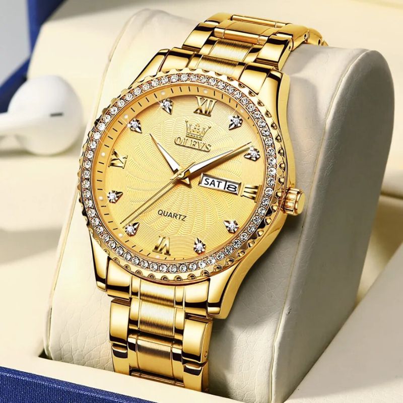 Men's Crystal Bezel Watch
