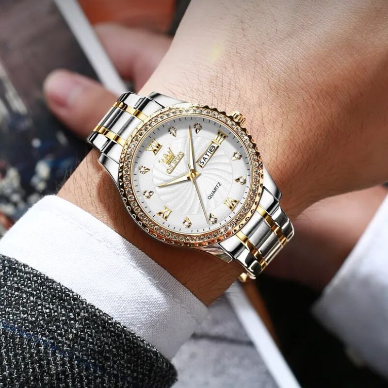 Men's Crystal Bezel Watch