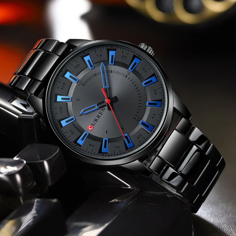 Men's Black Steel Watch