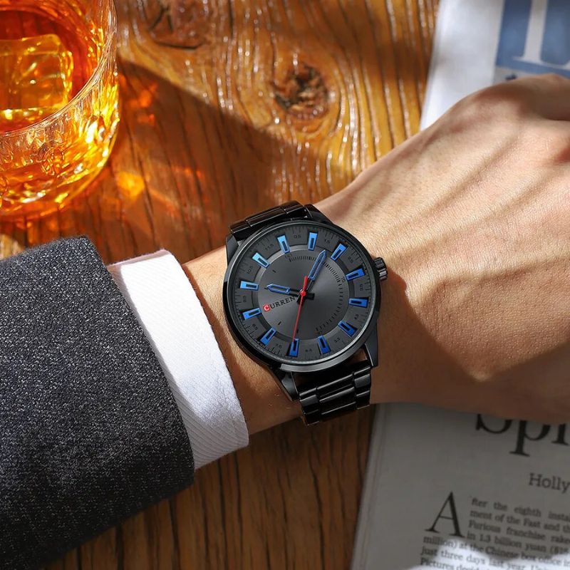 Men's Black Steel Watch
