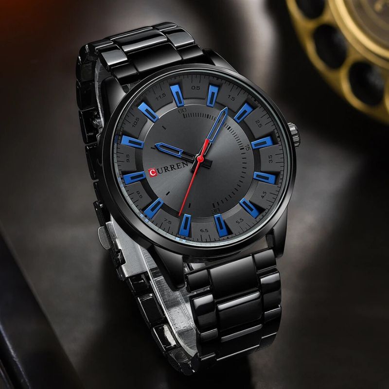 Men's Black Steel Watch