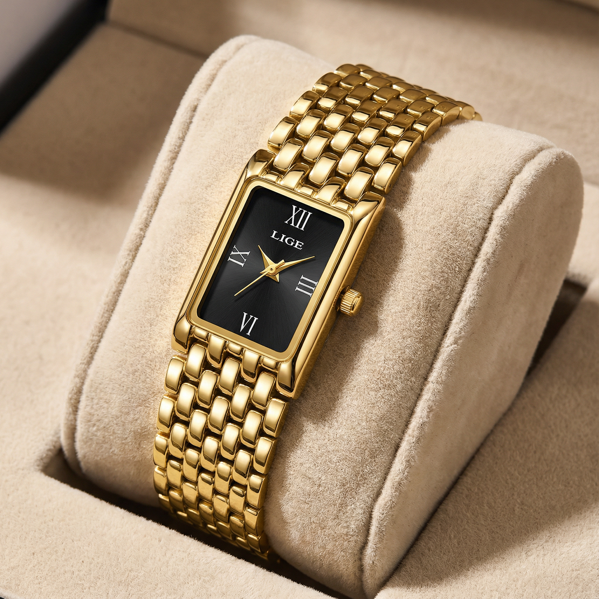 Women's Gold Rectangular Watch