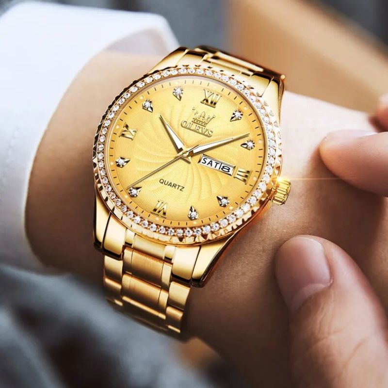 Men's Crystal Bezel Watch