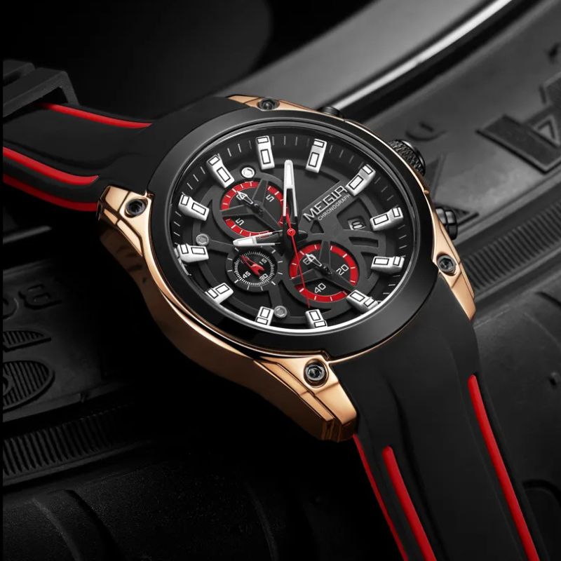 Silicone Strap Chronograph Watch
