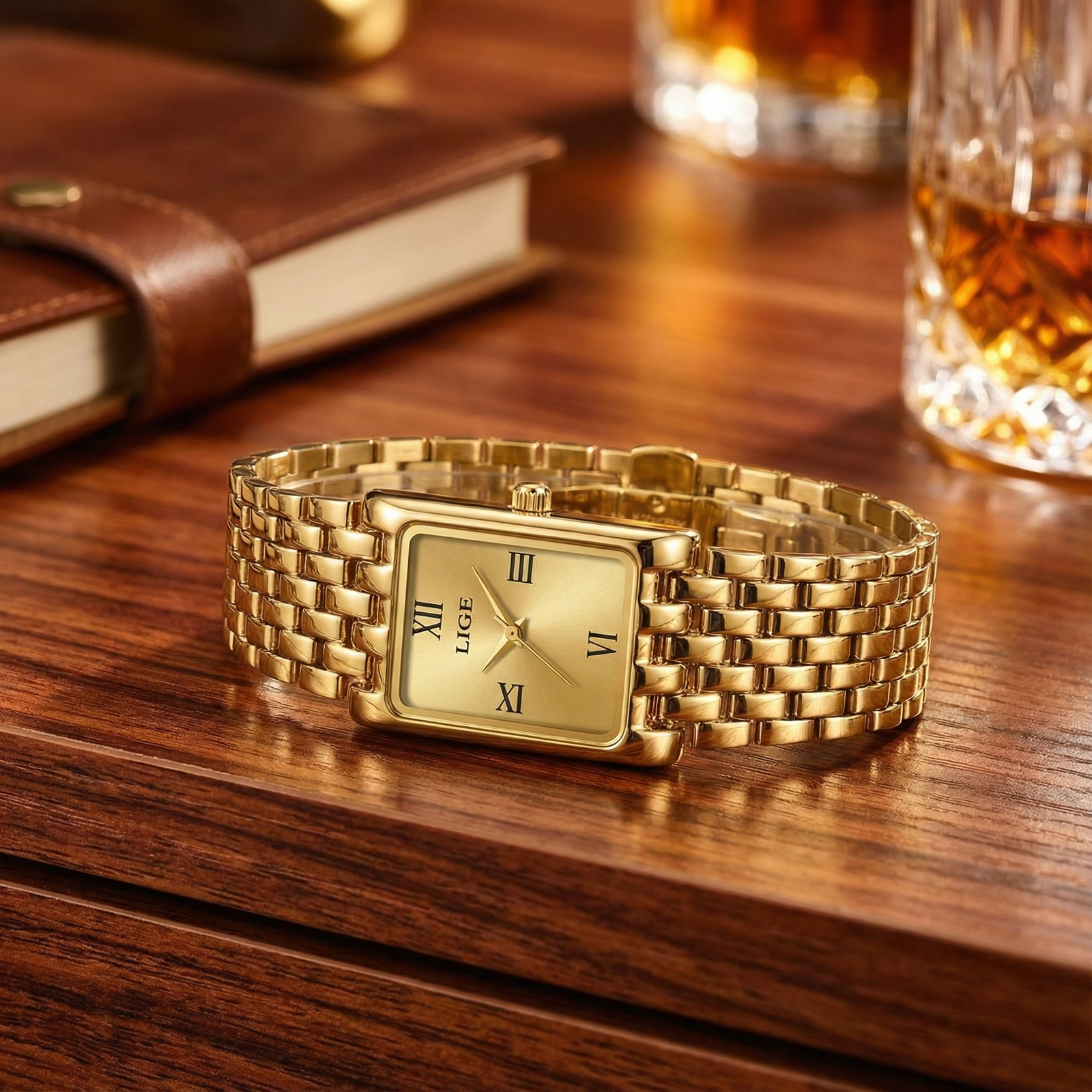 Women's Gold Rectangular Watch
