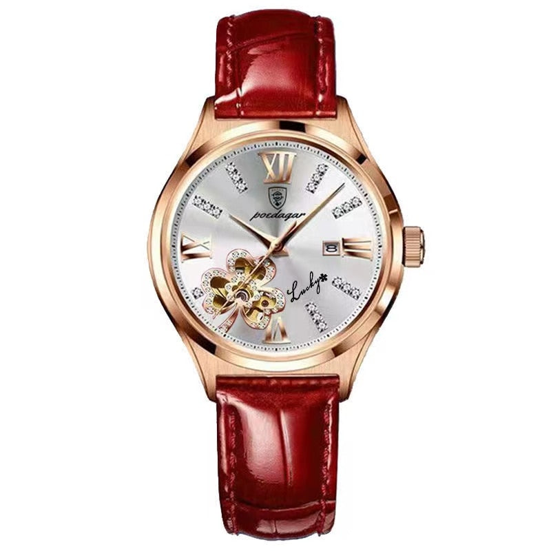Rose Gold Leather Watch