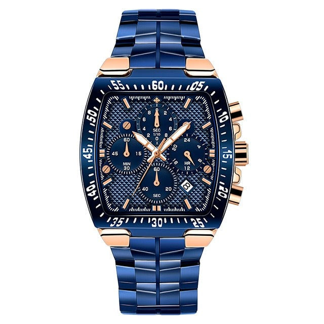 Blue Tonneau Chronograph Watch