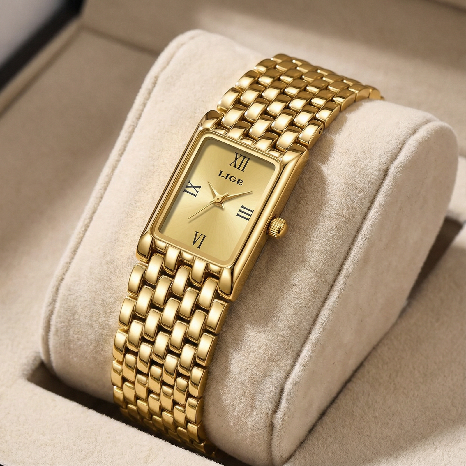 Women's Gold Rectangular Watch