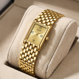 Women's Gold Rectangular Watch