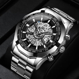 Men's Skeleton Steel Watch