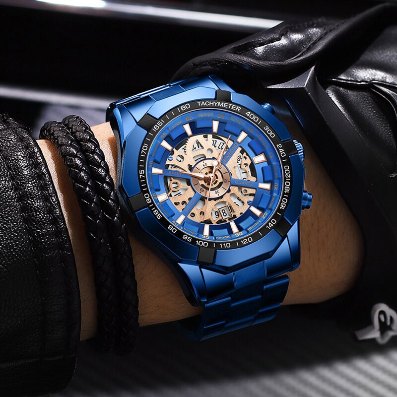Men's Skeleton Steel Watch