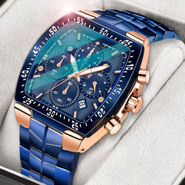 Blue Tonneau Chronograph Watch