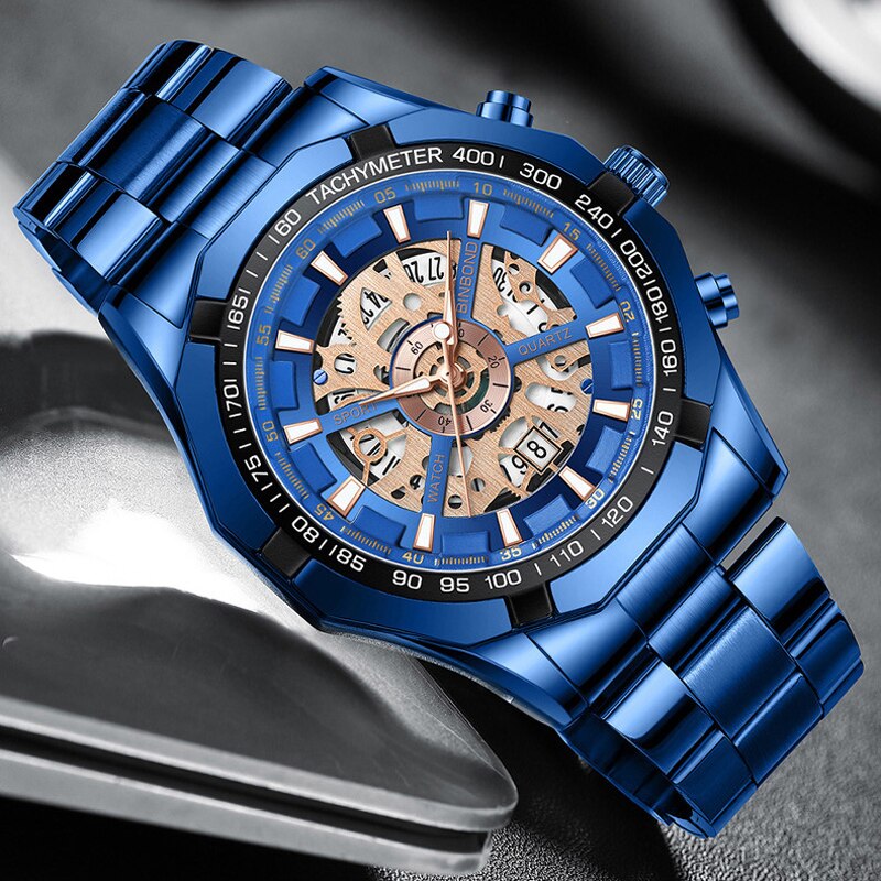 Men's Skeleton Steel Watch
