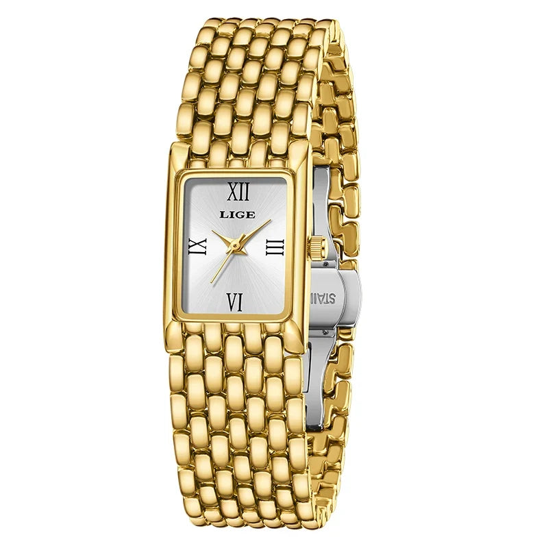 Women's Gold Rectangular Watch