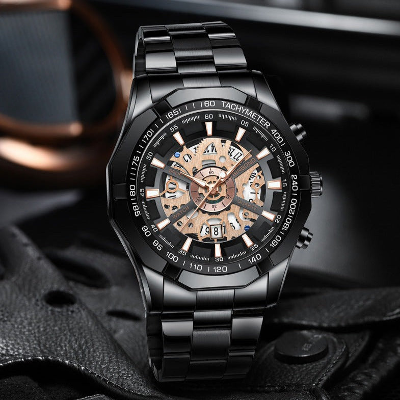 Men's Skeleton Steel Watch
