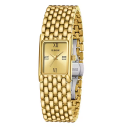 Women's Gold Rectangular Watch