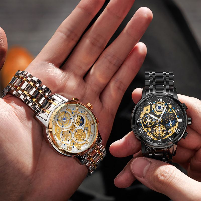 Men's Skeleton Chronograph Watch