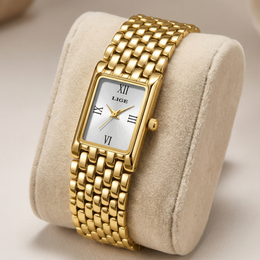Women's Gold Rectangular Watch