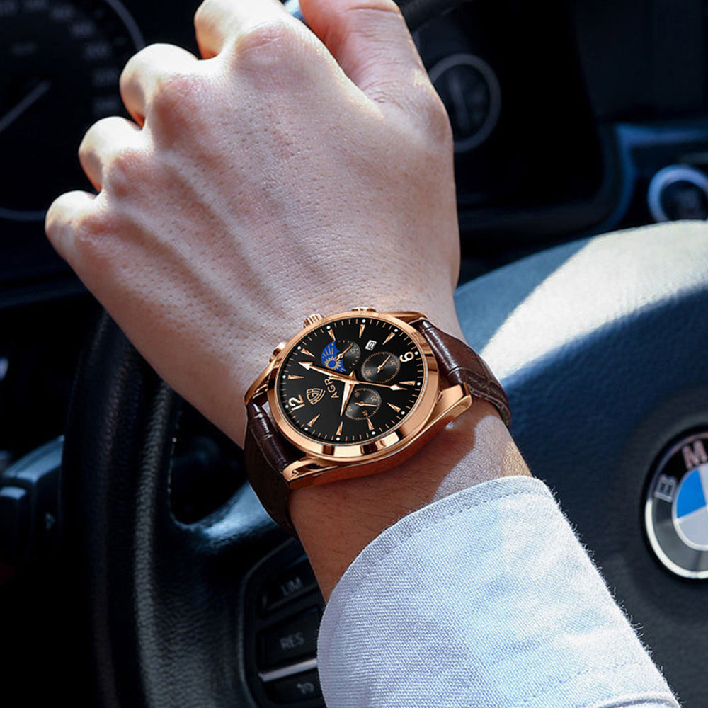 Leather Chronograph Watch